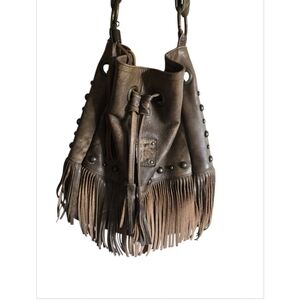 STS Ranchwear Brown Leather Fringe Hobo Bag